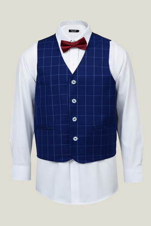 Boys Royal Blue Checkered Suit
