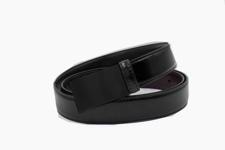 Boys' Reversible Black & Dark Brown Leather Belt with Black Flat Buckle