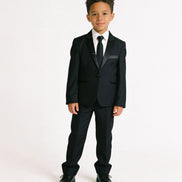 Boys' Black Suit With Satin Notch Lapel