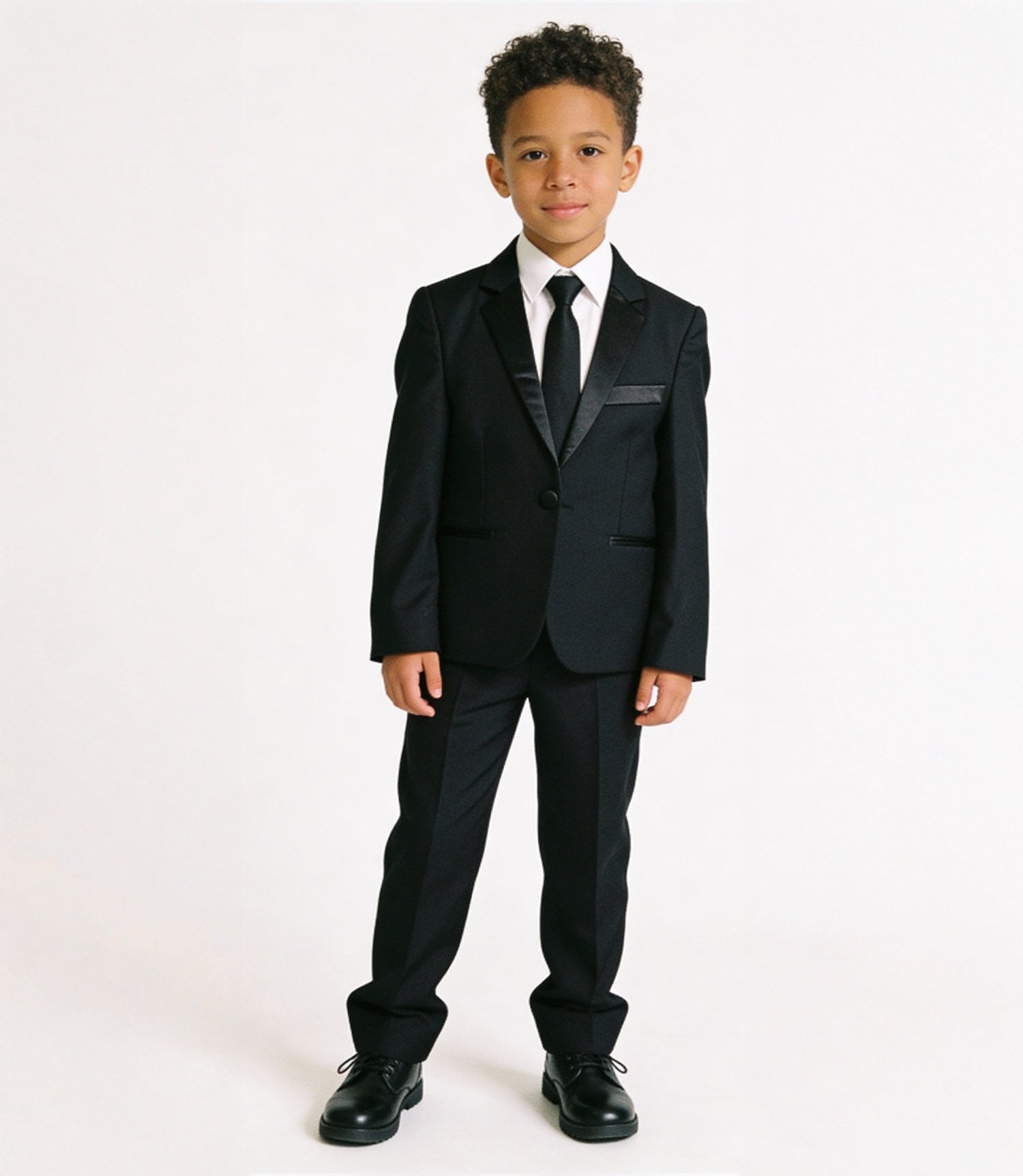 Boys' Black Suit With Satin Notch Lapel
