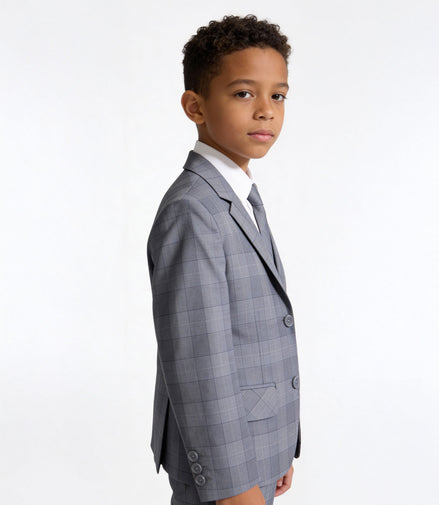 Boys' Grey Checkered Suit