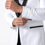 Men's Pearl White Tuxedo Jacket with Black Satin Lapel