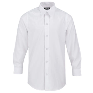 Boys White Textured Formal Shirt with White Buttons