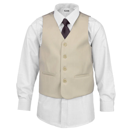 Boys' Sahara Beige Waistcoat Suit