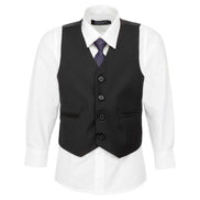 Boys' Jet Black Waistcoat Suit