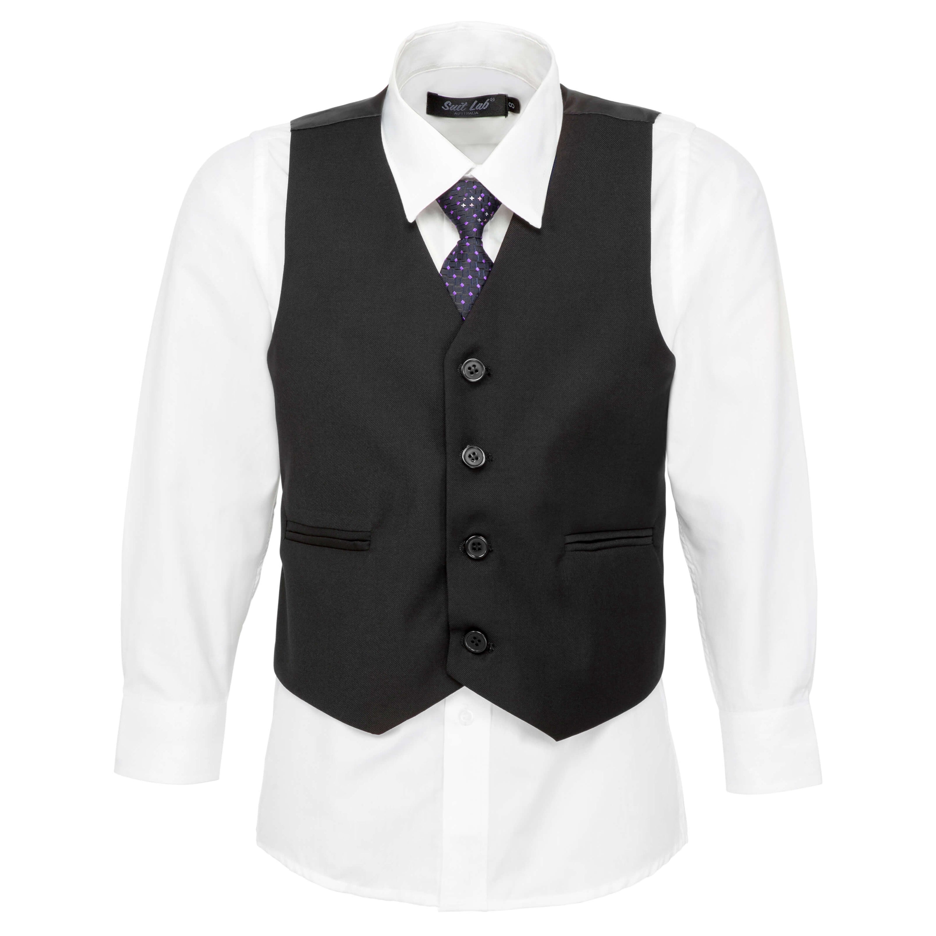 Boys' Jet Black Waistcoat Suit
