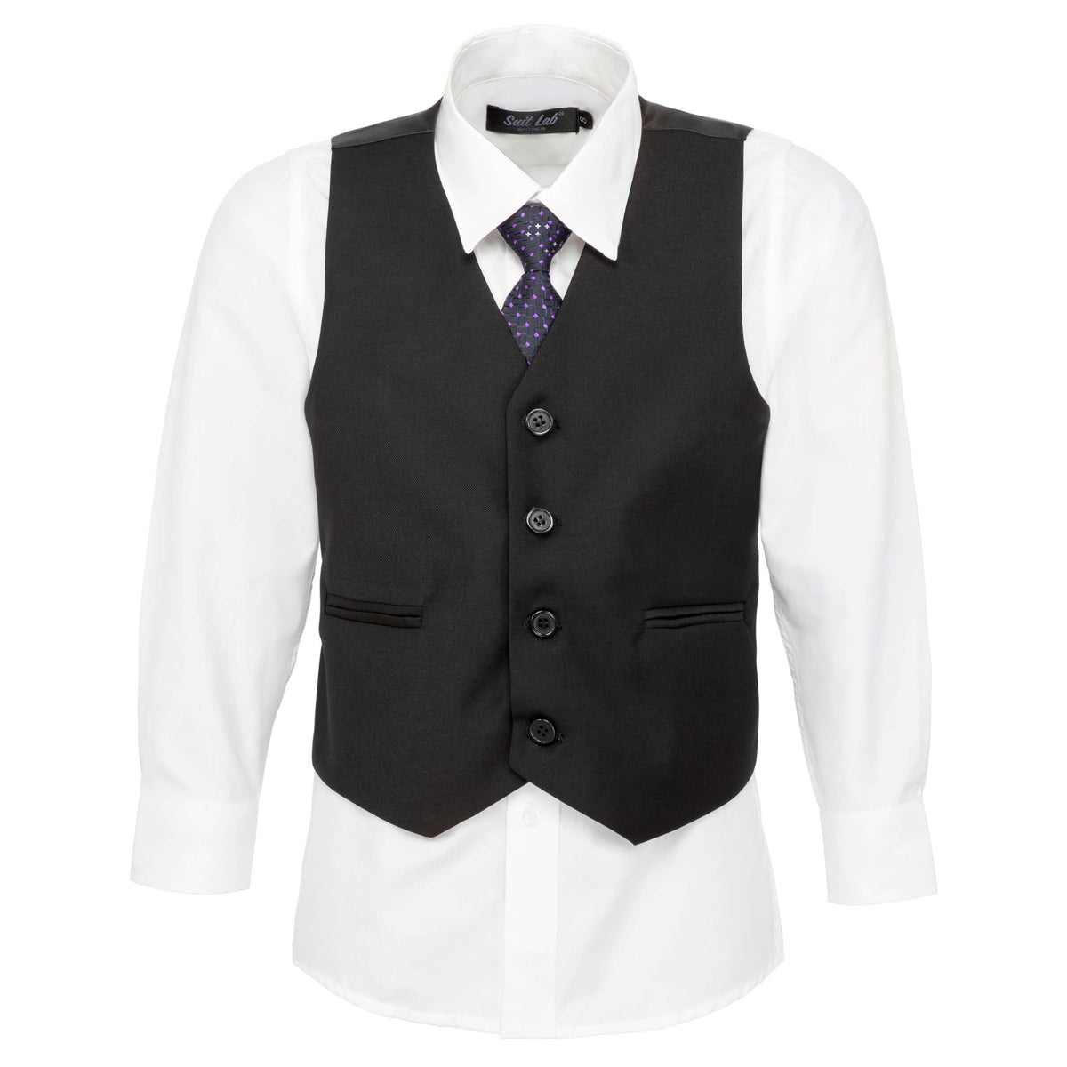 Boys Black 4-Piece Waistcoat Set