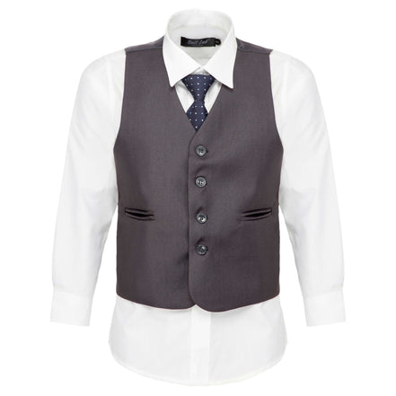 Boys' Charcoal Grey Waistcoat Suit