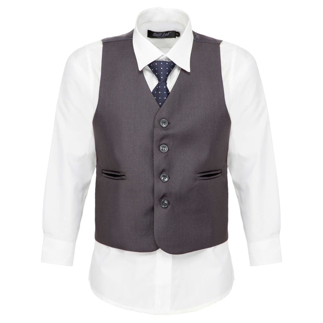 Boys' Charcoal Grey Waistcoat Suit