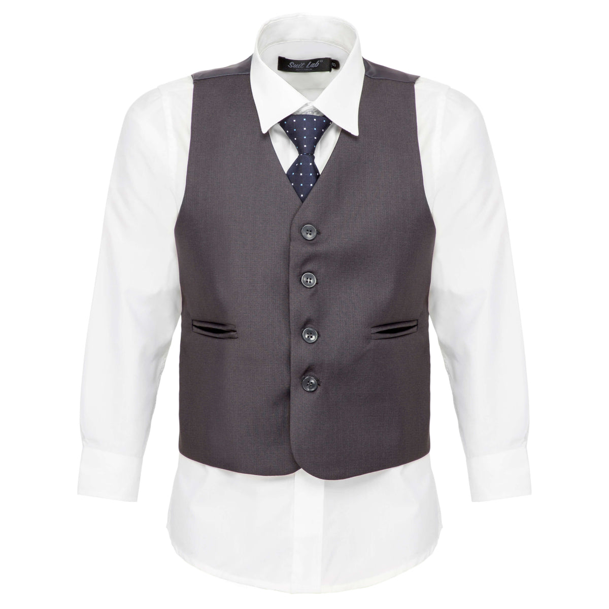 Boys Charcoal Grey 4-Piece Waistcoat Set