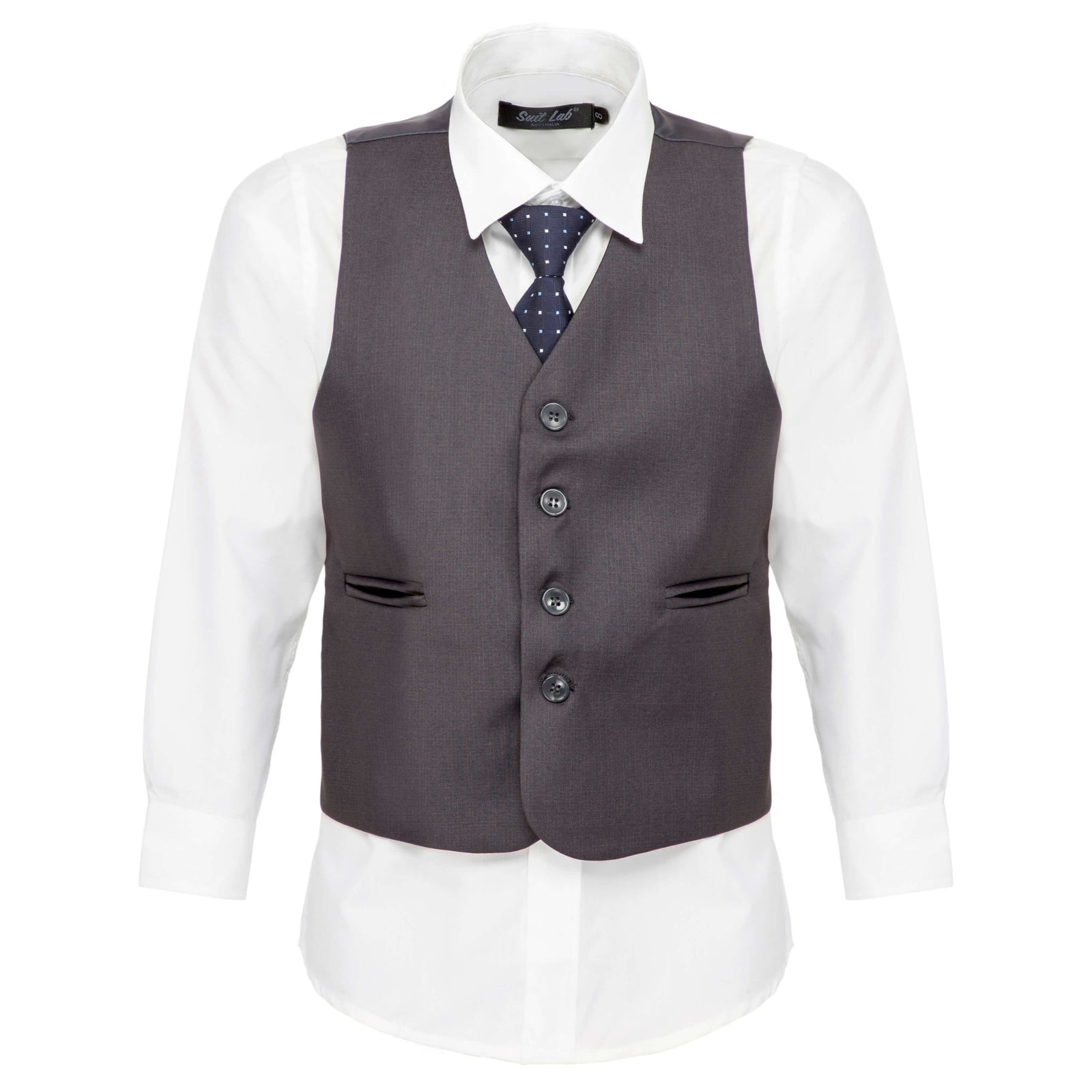 Boys Charcoal Grey 4-Piece Waistcoat Set