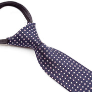 Boys' Tie - Dark Navy/Pink Multi Polka Dots