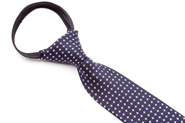 Boys' Tie - Dark Navy/Pink Multi Polka Dots