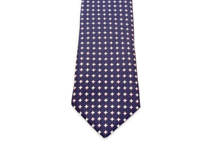 Boys' Tie - Dark Navy/Pink Multi Polka Dots