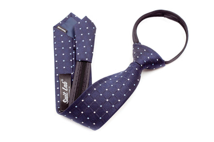 Boys' Tie - Navy Multi Polka Dots