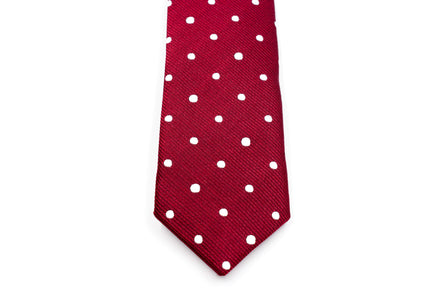 Boys' Tie - Maroon Polka Dot