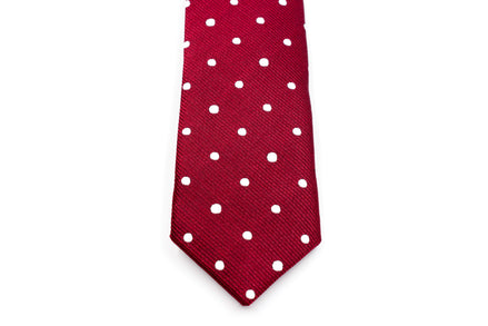 Boys' Tie - Maroon Polka Dot