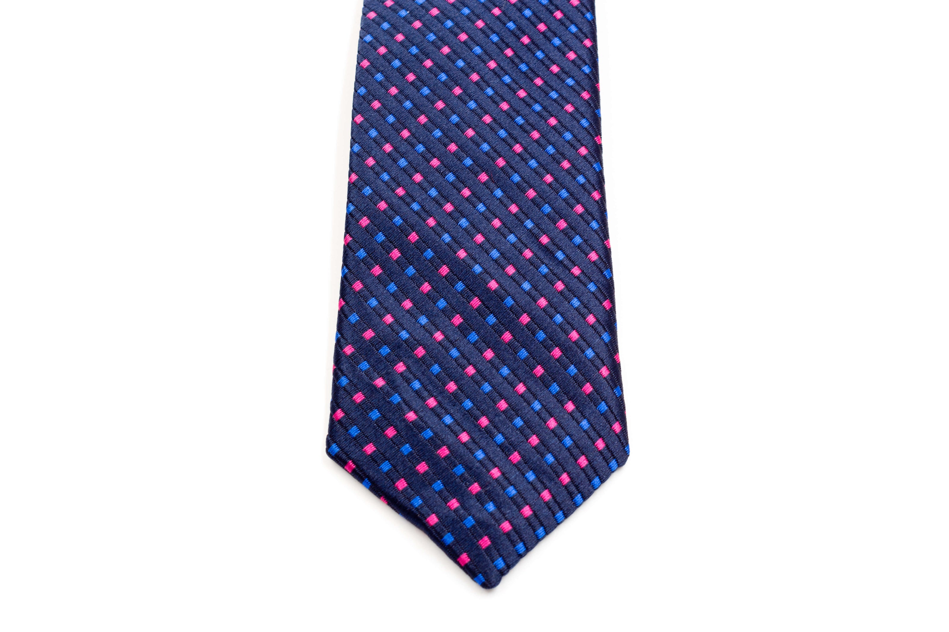 Boys' Tie - Navy Blue Polka Dots