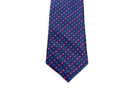 Boys' Tie - Navy Blue Polka Dots
