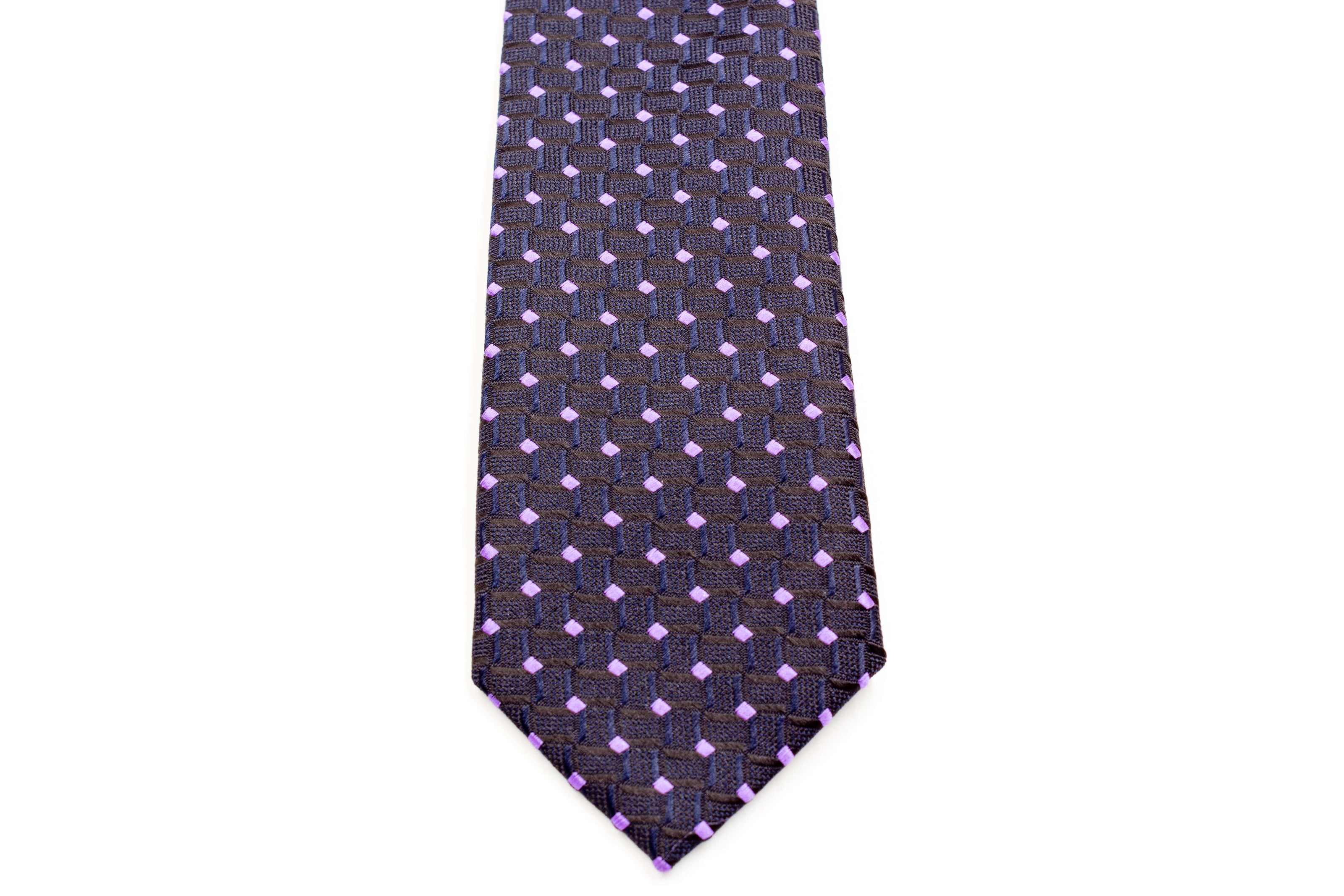 Boys' Tie - Black and Purple Diamond