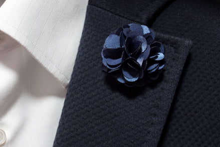 Chrysanthemum Lapel Pin - Steel Blue
