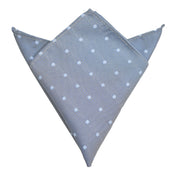 Pocket Square - Stone Grey Blue Polkadot