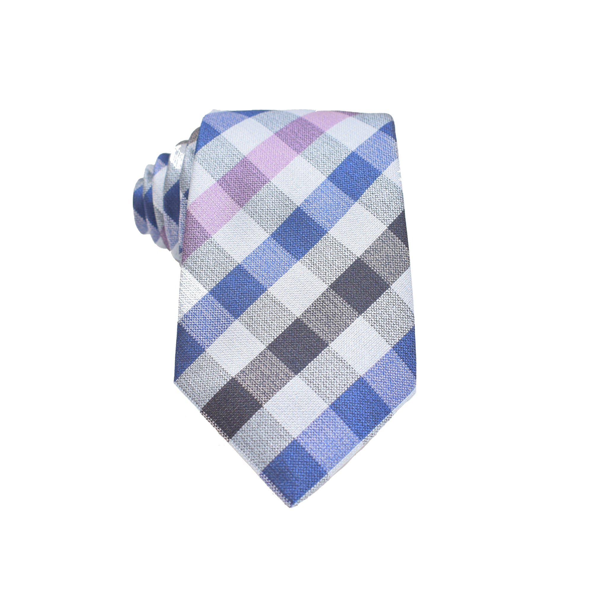 Mens Neck Tie - Pink Multi Checkered