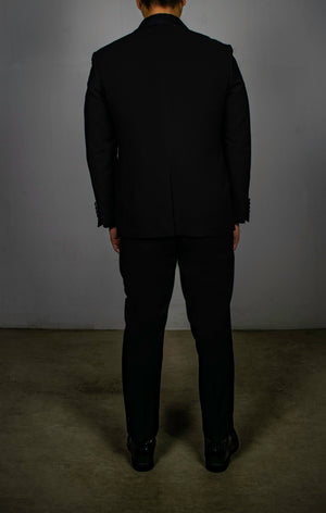 Mens Black Tuxedo with Embroidery Lapel