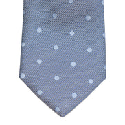 Men's Neck Tie - Stone Grey Blue Polkadot