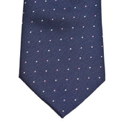 Men's Neck Tie - Navy Pink Micro Polkadot