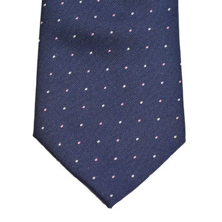 Men's Neck Tie - Navy Pink Micro Polkadot