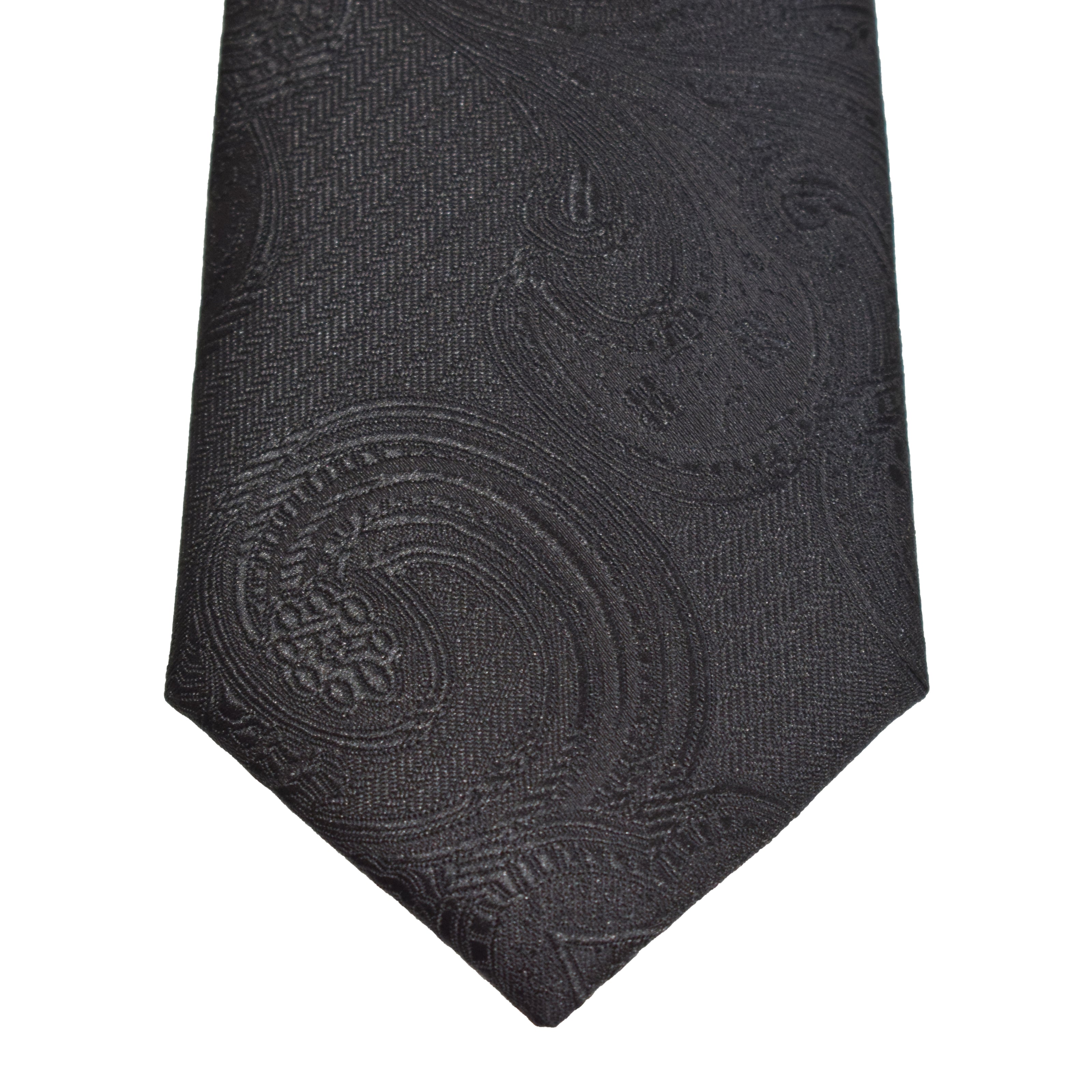 Men's Neck Tie - Black Paisley
