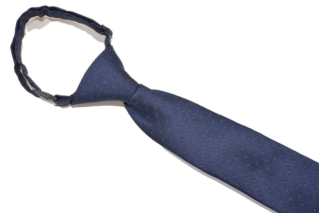 Boys' Tie - Navy Green Micro Polkadot
