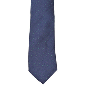 Boys Neck Tie - Navy Green Micro Polkadot