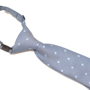 Boys' Tie - Stone Grey Blue Polkadot