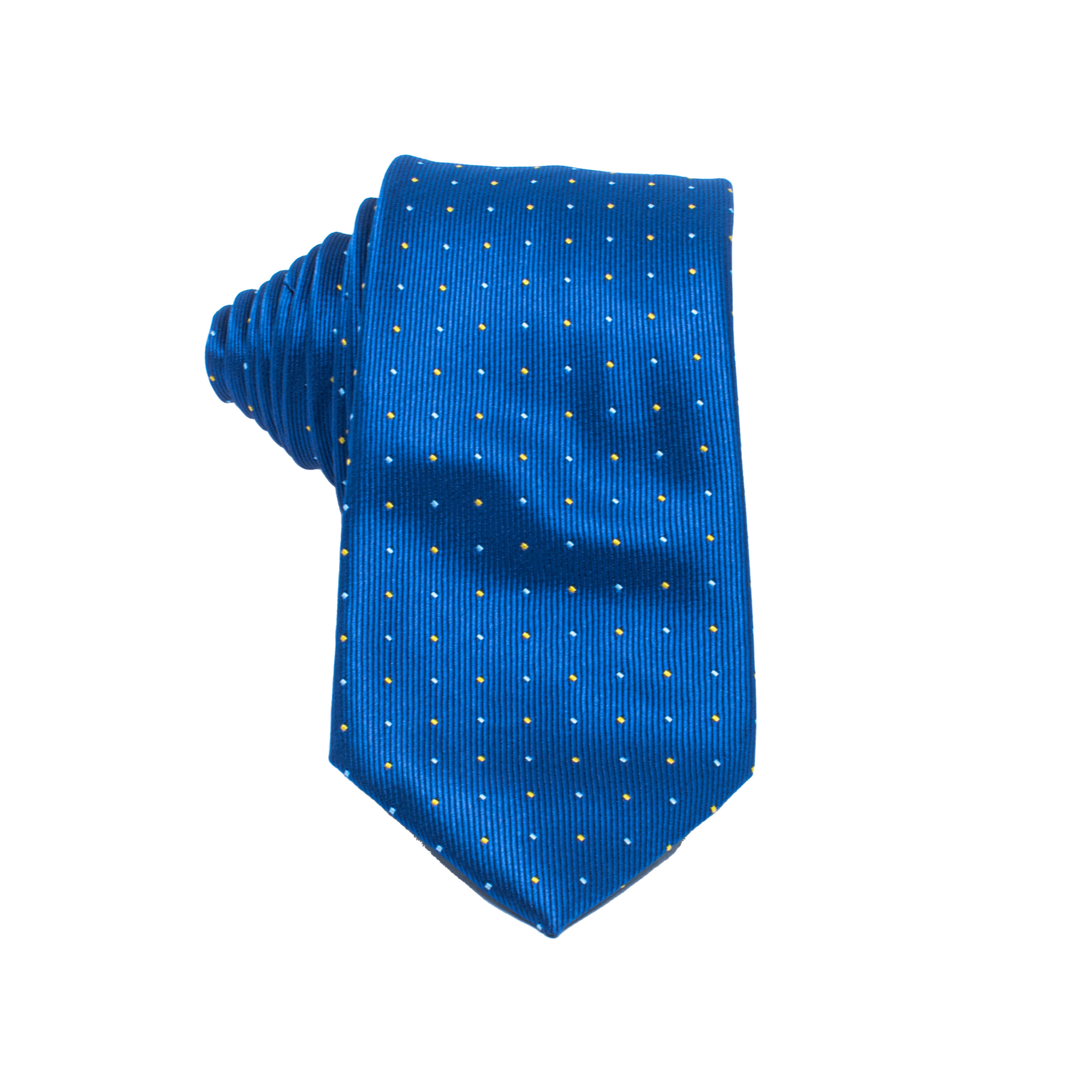 Mens Neck Tie - Navy Blue with Yellow Combo Pin Dots