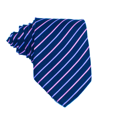 Men's Neck Tie - Navy With Violet Stripes