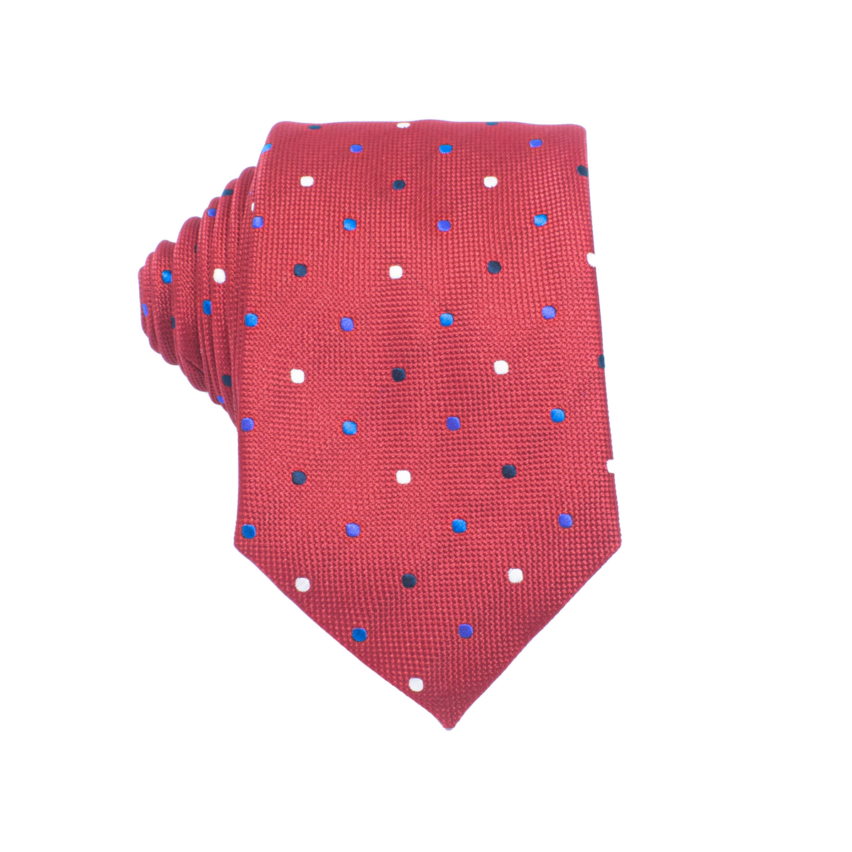 Mens Neck Tie - Red Multi Polkadot