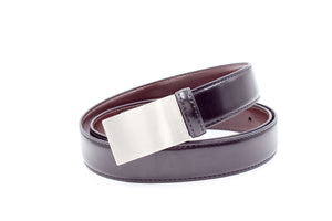 Men Leather Belt - Black Flat Buckle