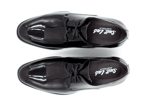 Mens London Derby Shoes - Patent Black