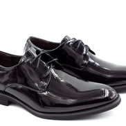 Mens London Derby Shoes - Patent Black
