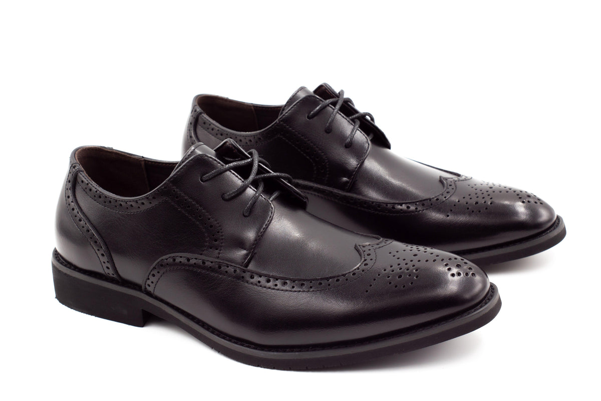 Mens Dublin Brogue Shoes - Black - Suit Lab