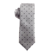 Grey with Navy Polka Dots Skinny Tie - Suit Lab