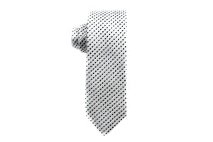 Shiny Silver with Black Polka Dots Skinny Tie - Suit Lab
