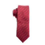 Burgundy with White Polka Dots Skinny Tie - Suit Lab