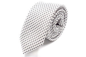 Shiny Silver with Black Polka Dots Skinny Tie - Suit Lab