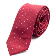 Burgundy with White Polka Dots Skinny Tie - Suit Lab
