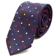 Navy with Multi-colour Polka Dots Skinny Tie - Suit Lab