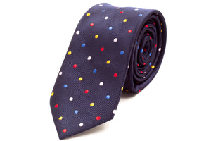 Navy with Multi-colour Polka Dots Skinny Tie - Suit Lab