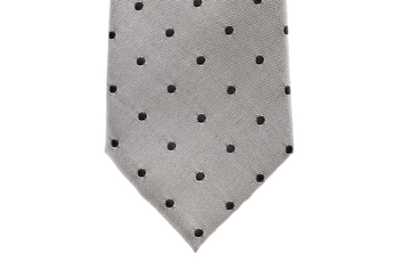 Grey with Navy Polka Dots Skinny Tie - Suit Lab